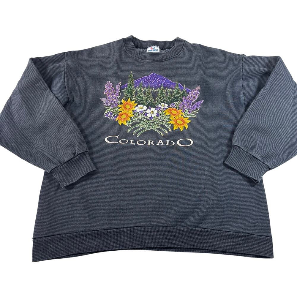 VTG Colorado Wildflowers Mountain Crewneck Sweatshirt Sz L Made in USA, TEE JAYS